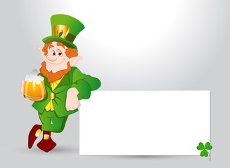 Happy Leprechaun Banner-St. Patrick's Day Cartoon Vector Illustration
