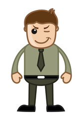 Winking Eye Cartoon Businessman - clip-art vector illustration