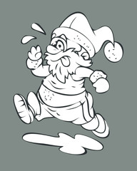 Cartoon Santa Running Drawing