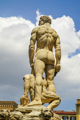 Bandinelli's Hercules and Cacus in foreground in Florence the Piazza della Signoria