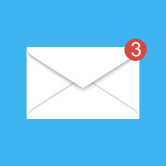 Vector new email notification . White mail envelope on a blue background.