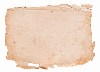 Old ragged paper isolated on white background