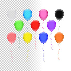 Balloon set. Vector colored balloons on transparent background.