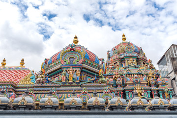 beautiful docoration of South Indian architecture style Hindu temple named, Wat Khaek or Sri Maha Mariamman or Maha Uma Devi, sweet tone filter effect