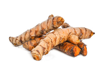 turmeric root isolated on white background