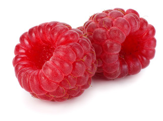 ripe raspberries isolated on white background macro