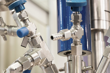 Shut-off valves of a chemical reactor.