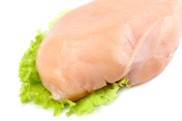 Raw chicken fillet isolated on white background