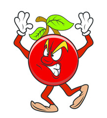 Angry Cartoon Cherry Vector