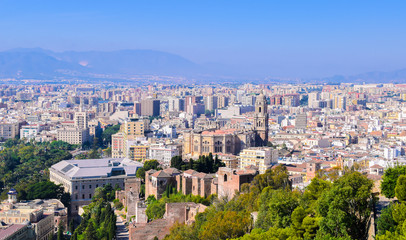 Naklejka premium Malaga, Andalusia, Spain. Cityscape aerial view.