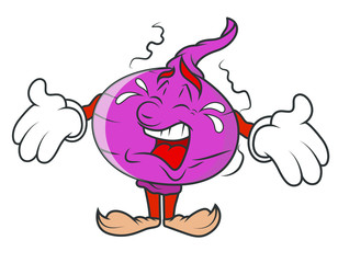 Crying Cartoon Onion Vector