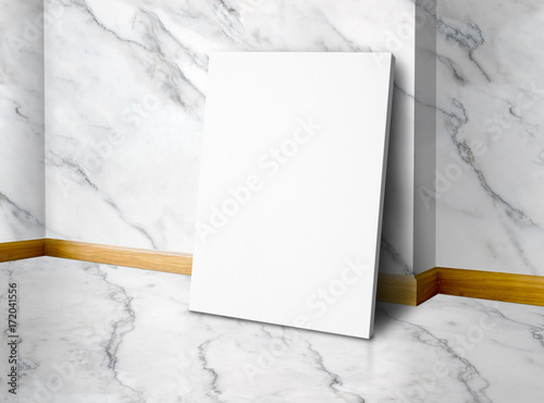 Download Blank White Paper Poster Leaning On White Marble Wall And Floor In Condominium Room Mock Up Template For Display Or Montage Of Design Wall Mural Weedezign