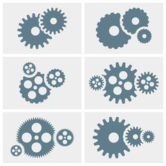Gear icons set. Machine gear collection in flat design. Vector illustration