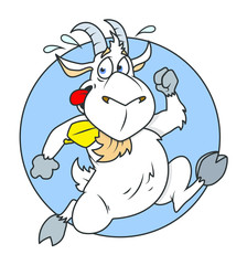 Cartoon Sheep Running mascot tattoo - Clip-art vector illustration