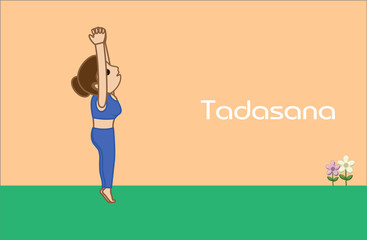 Yoga Cartoon Vector Pose - Tadasana