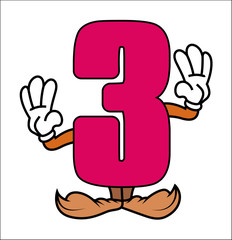 Cartoon Number Three Vector