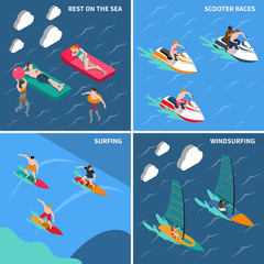 Water Sports People Icon Set