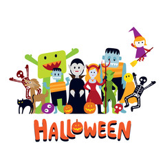 Group of Halloween Monster Characters