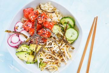 Hawaiian Ahi Poke dish with fish