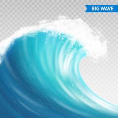 Big Wave On Transparent Background - obrazy, fototapety, plakaty