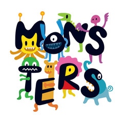 Cute  Monsters Cartoon Characters