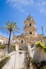 Fototapeta na wymiar Modica cathedral from below, Sicily