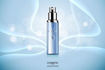 Luxury cosmetic Bottle package skin care cream, Beauty cosmetic product poster, with Bokeh and Water background