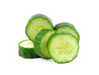 Fresh cucumber slice isolated on white background