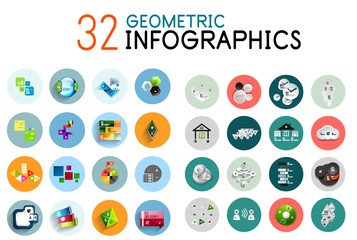 Vector colorful geometrical info banners