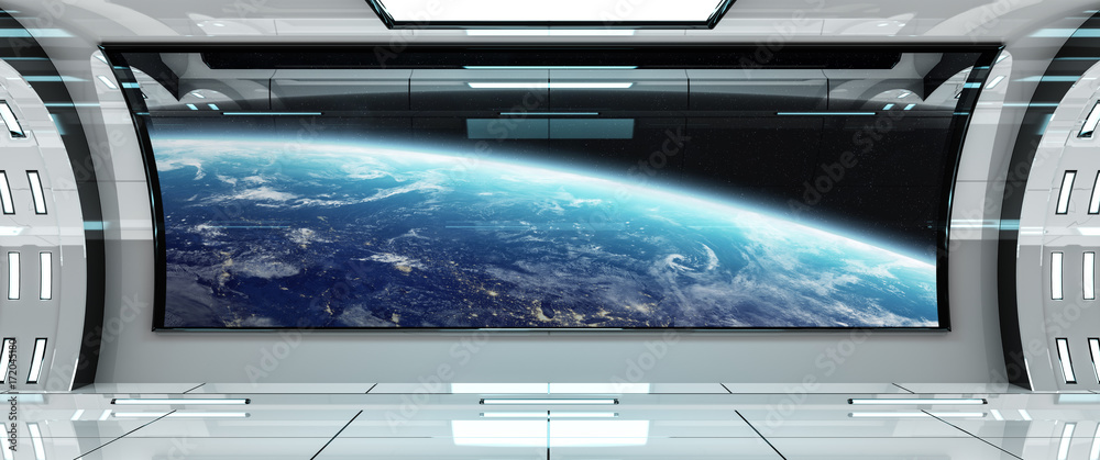Canvas Prints spaceship interior with view on earth 3d rendering elements of this image furnished by nasa