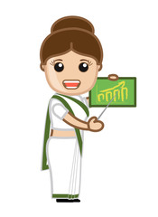 Cartoon Woman Character Showing Chart Board