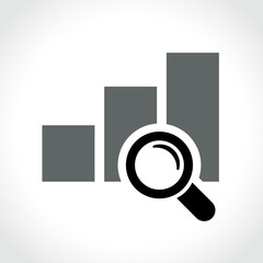 graph with magnifying glass icon