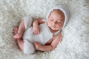 Beautiful newborn baby boy, sleeping