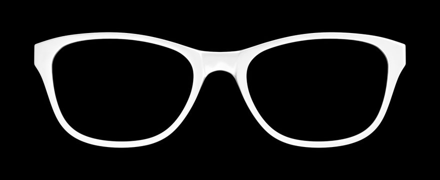 white glasses on black background