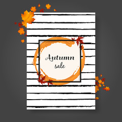 Hand Drawn Autumn Frame on Flyer or Poster.