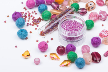 Glass, seed beads and felted beads