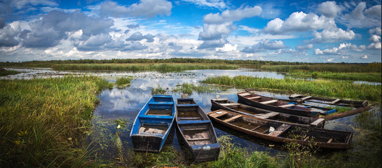 Traditional wooden boats. Belarus.