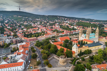 Pecs, Szekesegyhaz. Bird eye view