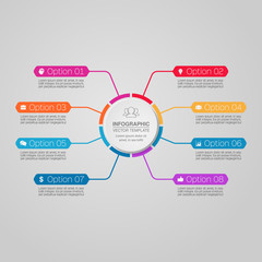 Vector infographic template for diagram, graph, presentation, chart, business concept with 8 options.