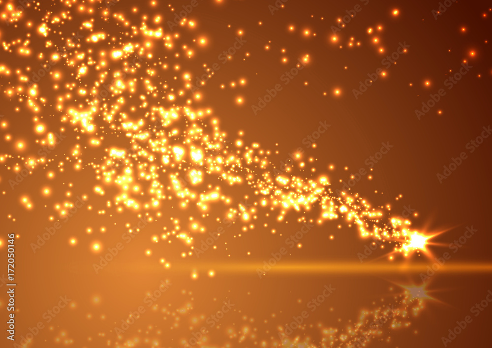 Wall mural bright abstract falling star shimmering comet background