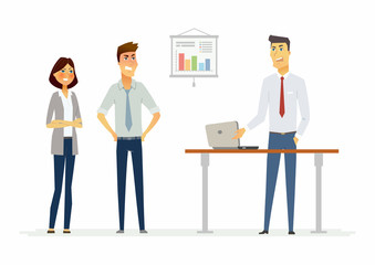 Collegues argue in the office - modern cartoon people characters illustration