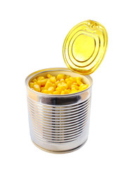 Canned corn isolated on white background 
