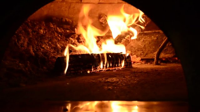 Traditional oven interior ang coals.