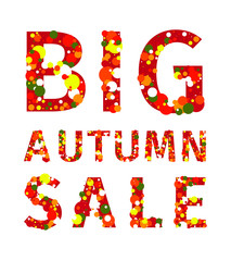 Naklejka premium Big autumn sale. Multi-colored mottled big inscription from circles
