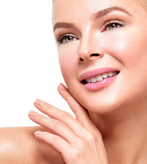 Obraz na płótnie Canvas Beautiful Young adult Woman with Clean Fresh Skin. Perfect skin Cosmetology, beauty and spa .