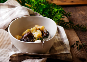 gnocchi with wild mushrooms.style rustic.