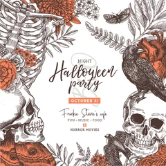Sierkussen Halloween vintage party invitation. Halloween design template. Vector illustration © Maria