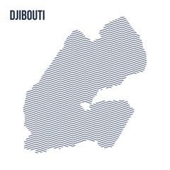 Vector abstract hatched map of Djibouti with zig zag lines isolated on a white background.