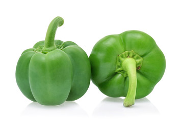 Green bell peppers isolated on white background.