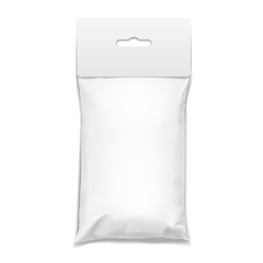 White realistic Polyethylene bag with Hang Slot.